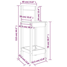 Laden Sie das Bild in den Galerie-Viewer, Sgabelli Bar 2 pz 40x41,5x112 cm in Legno Massello di Pino