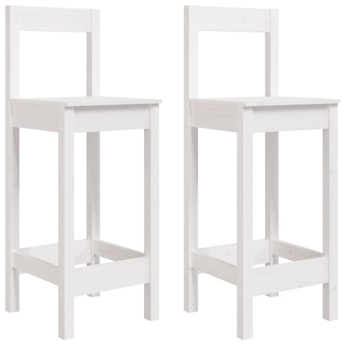 Sgabelli Bar 2 pz Bianche 40x41,5x112 cm Legno Massello di Pino