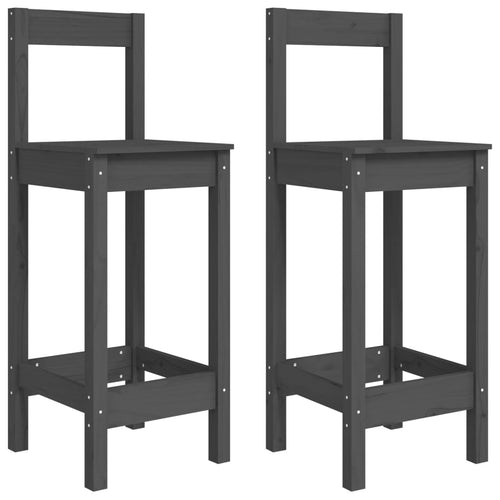 Sedie da Bar 2 pz Grigie 40x41,5x112 cm Legno Massello di Pino