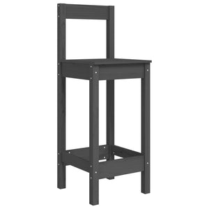 Sedie da Bar 2 pz Grigie 40x41,5x112 cm Legno Massello di Pino