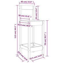 Indlæs billede til gallerivisning Sedie da Bar 2 pz Nere 40x41,5x112 cm Legno Massello di Pino