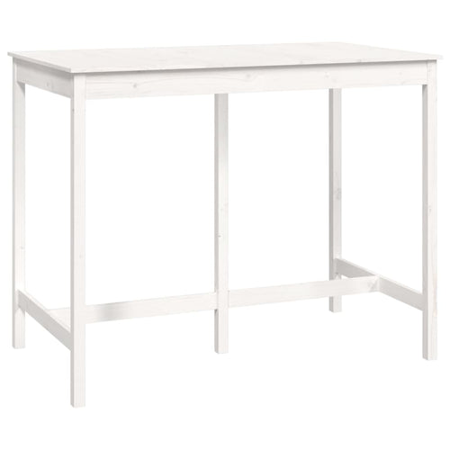 Tavolo Bar da Pranzo Bianco 140x80x110 cm in Legno Massello di Pino