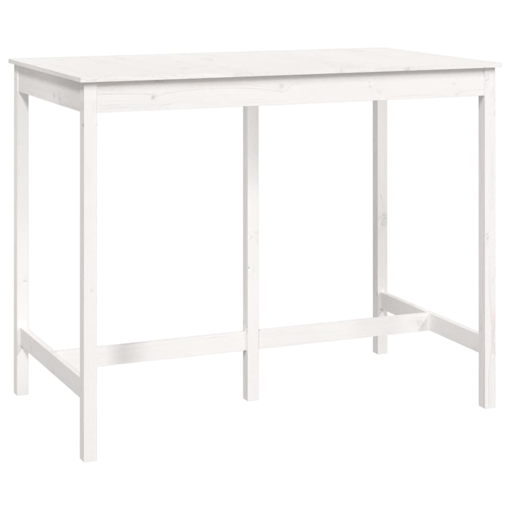 Tavolo Bar da Pranzo Bianco 140x80x110 cm in Legno Massello di Pino