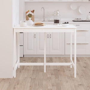 Tavolo Bar da Pranzo Bianco 140x80x110 cm in Legno Massello di Pino