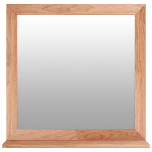 Specchio con Mensola per bagno 55x55 cm in Legno Massello di Noce