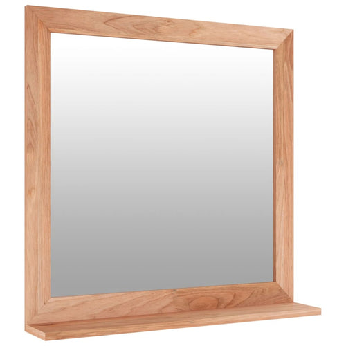Specchio con Mensola per bagno 55x55 cm in Legno Massello di Noce