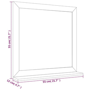 Specchio con Mensola per bagno 55x55 cm in Legno Massello di Noce