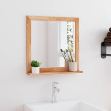 Carica l&#39;immagine nel visualizzatore di Gallery, Specchio con Mensola per bagno 55x55 cm in Legno Massello di Noce