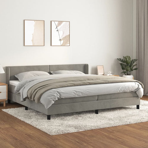 Letto Matrimoniale (con Materasso) Grigio Chiaro 200x200cm Velluto
