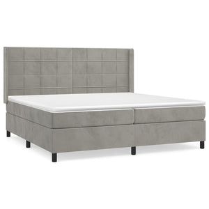 Letto Matrimoniale (con Materasso) Grigio Chiaro 200x200cm Velluto