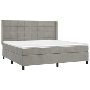 Letto Matrimoniale (con Materasso) Grigio Chiaro 200x200cm Velluto