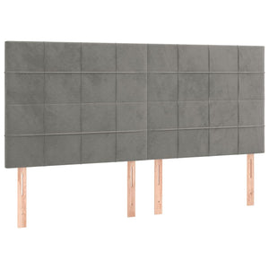 Letto Matrimoniale (con Materasso) Grigio Chiaro 200x200cm Velluto