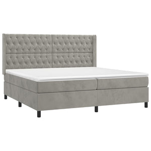 Letto Matrimoniale (con Materasso) Grigio Chiaro 200x200cm Velluto