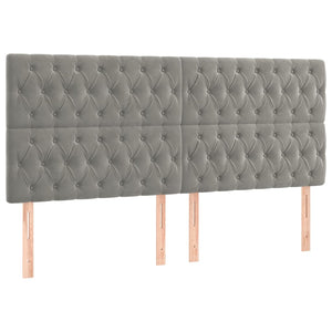 Letto Matrimoniale (con Materasso) Grigio Chiaro 200x200cm Velluto