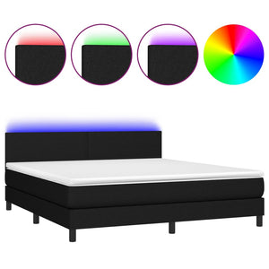 Letto Matrimoniale (con Materasso) LED  180x200 cm in Tessuto Nero