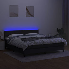 Charger l&#39;image dans la galerie, Letto Matrimoniale (con Materasso) LED  180x200 cm in Tessuto Nero