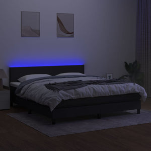Letto Matrimoniale (con Materasso) LED  180x200 cm in Tessuto Nero