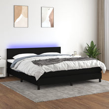 Charger l&#39;image dans la galerie, Letto Matrimoniale (con Materasso) LED  180x200 cm in Tessuto Nero