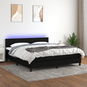 Letto Matrimoniale (con Materasso) LED  180x200 cm in Tessuto Nero