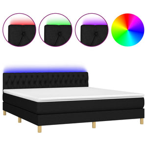 Letto Matrimoniale (con Materasso) LED  180x200 cm in Tessuto Nero