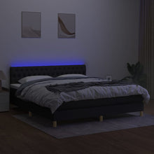 Charger l&#39;image dans la galerie, Letto Matrimoniale (con Materasso) LED  180x200 cm in Tessuto Nero