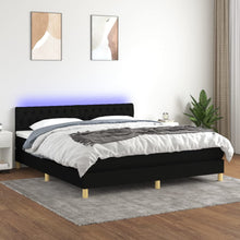 Charger l&#39;image dans la galerie, Letto Matrimoniale (con Materasso) LED  180x200 cm in Tessuto Nero