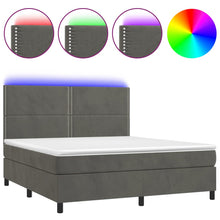 Charger l&#39;image dans la galerie, Letto Matrimoniale (con Materasso) LED  180x200 cm Grigio Scuro