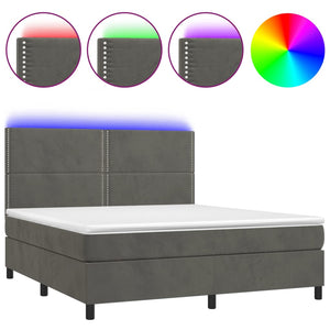 Letto Matrimoniale (con Materasso) LED  180x200 cm Grigio Scuro