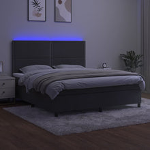 Charger l&#39;image dans la galerie, Letto Matrimoniale (con Materasso) LED  180x200 cm Grigio Scuro
