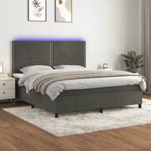 Charger l&#39;image dans la galerie, Letto Matrimoniale (con Materasso) LED  180x200 cm Grigio Scuro