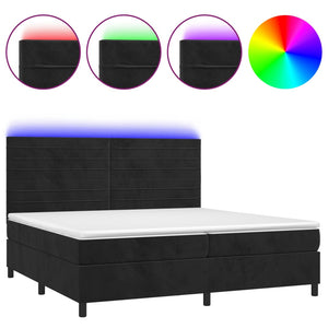 Letto Matrimoniale (con Materasso) LED  200x200 cm in Velluto Nero