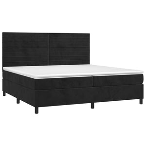 Letto Matrimoniale (con Materasso) LED  200x200 cm in Velluto Nero