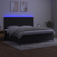 Charger l&#39;image dans la galerie, Letto Matrimoniale (con Materasso) LED  200x200 cm in Velluto Nero