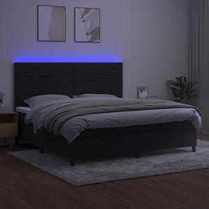Letto Matrimoniale (con Materasso) LED  200x200 cm in Velluto Nero