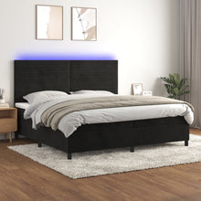Charger l&#39;image dans la galerie, Letto Matrimoniale (con Materasso) LED  200x200 cm in Velluto Nero