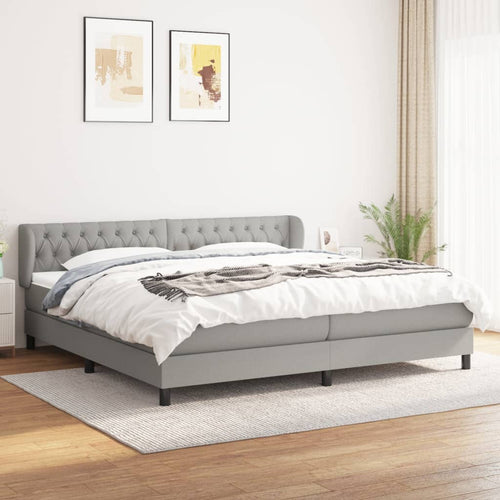 Letto Matrimoniale (con Materasso) Grigio Chiaro 200x200cm Tessuto