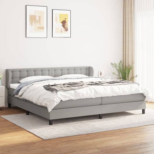 Letto Matrimoniale (con Materasso) Grigio Chiaro 200x200cm Tessuto