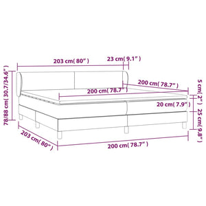 Letto Matrimoniale (con Materasso) Grigio Chiaro 200x200cm Velluto