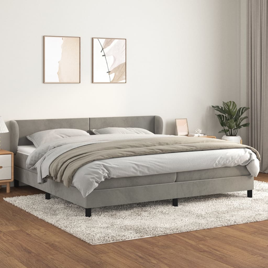 Letto Matrimoniale (con Materasso) Grigio Chiaro 200x200cm Velluto