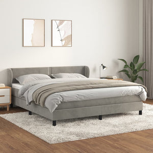 Letto Matrimoniale (con Materasso) Grigio Chiaro 180x200cm Velluto