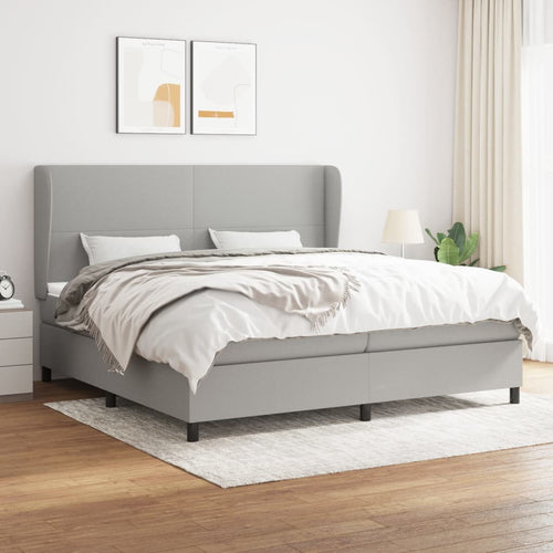 Letto Matrimoniale (con Materasso) Grigio Chiaro 200x200cm Tessuto