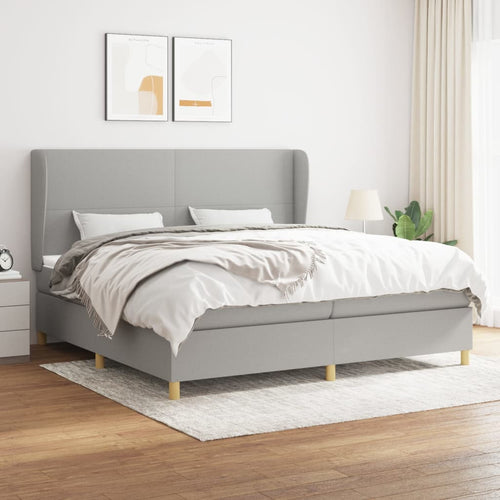 Letto Matrimoniale (con Materasso) Grigio Chiaro 200x200cm Tessuto