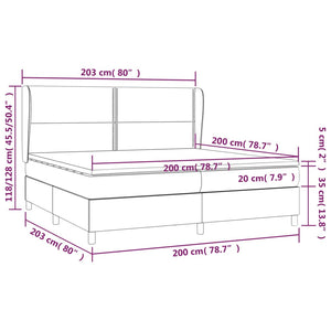 Letto Matrimoniale (con Materasso) Grigio Chiaro 200x200cm Velluto