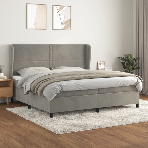 Letto Matrimoniale (con Materasso) Grigio Chiaro 200x200cm Velluto