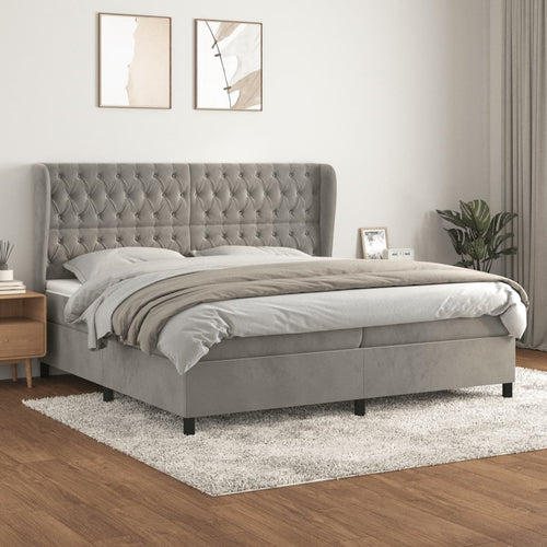 Letto Matrimoniale (con Materasso) Grigio Chiaro 200x200cm Velluto