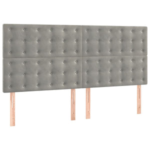 Letto Matrimoniale (con Materasso) Grigio Chiaro 200x200cm Velluto