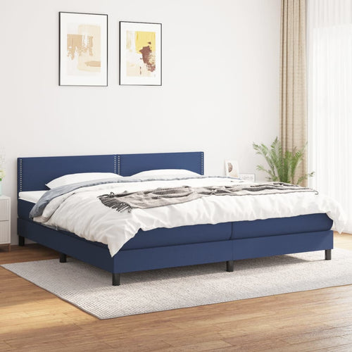 Letto Matrimoniale (con Materasso) 200x200 cm in Tessuto Blu