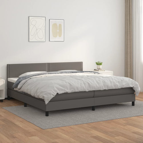 Letto Matrimoniale (con Materasso) Grigio 200x200 cm in Similpelle