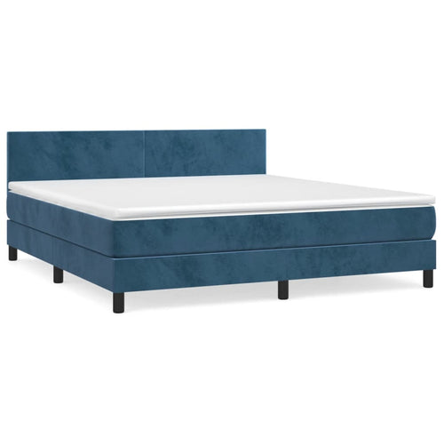 Letto Matrimoniale (con Materasso) 160x200 cm in Velluto Blu Scuro