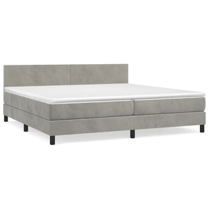 Letto Matrimoniale (con Materasso) Grigio Chiaro 200x200cm Velluto